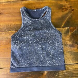 Lululemon Ebb to Street Cropped Racerback Tank Top Size 4 Distorted Noise Blue